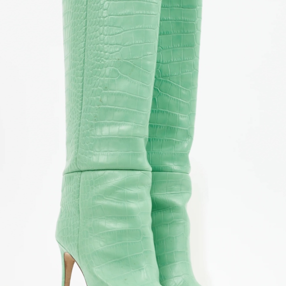 Paris Texas Green Embossed Leather Heeled Boot